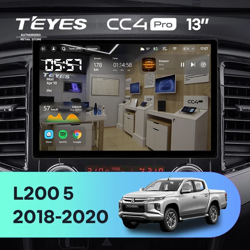 Штатная магнитола Teyes CC4 Pro 12/256 Mitsubishi L200 5 (2018-2020) F1 (13")