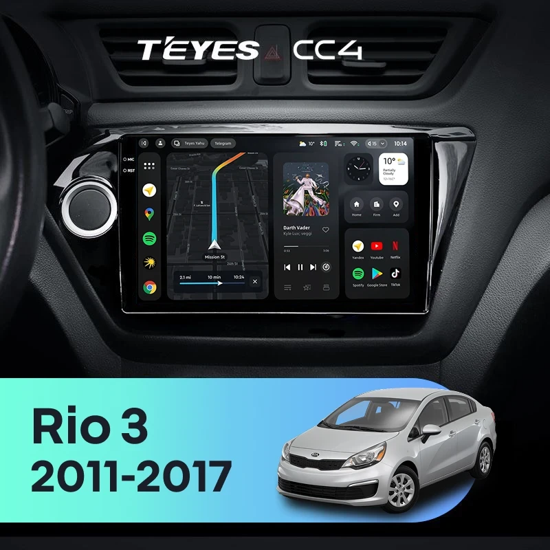 Штатная магнитола Teyes CC4 8/128 Kia Rio 3 (2011-2017)