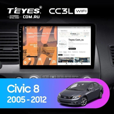 Штатная магнитола Teyes CC3L WiFi 2/32 Honda Civic 8 FK FN FD (2005-2012) Правый руль