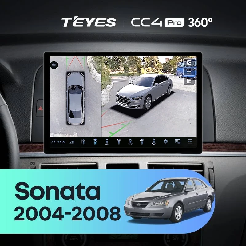Штатная магнитола Teyes CC4 Pro 360 8/128 Hyundai Sonata NF (2004-2008) (13")