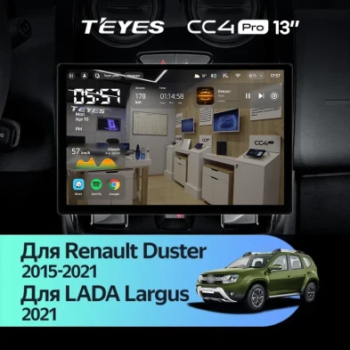 Штатная магнитола Teyes CC4 Pro 8/128 Renault Duster (2015-2021) F1 (13")