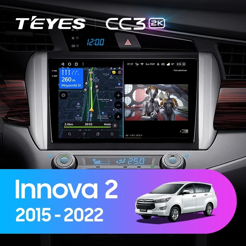 Штатная магнитола Teyes CC3 2K 360 6/128 Toyota Innova 2 (2015-2022) Правый руль