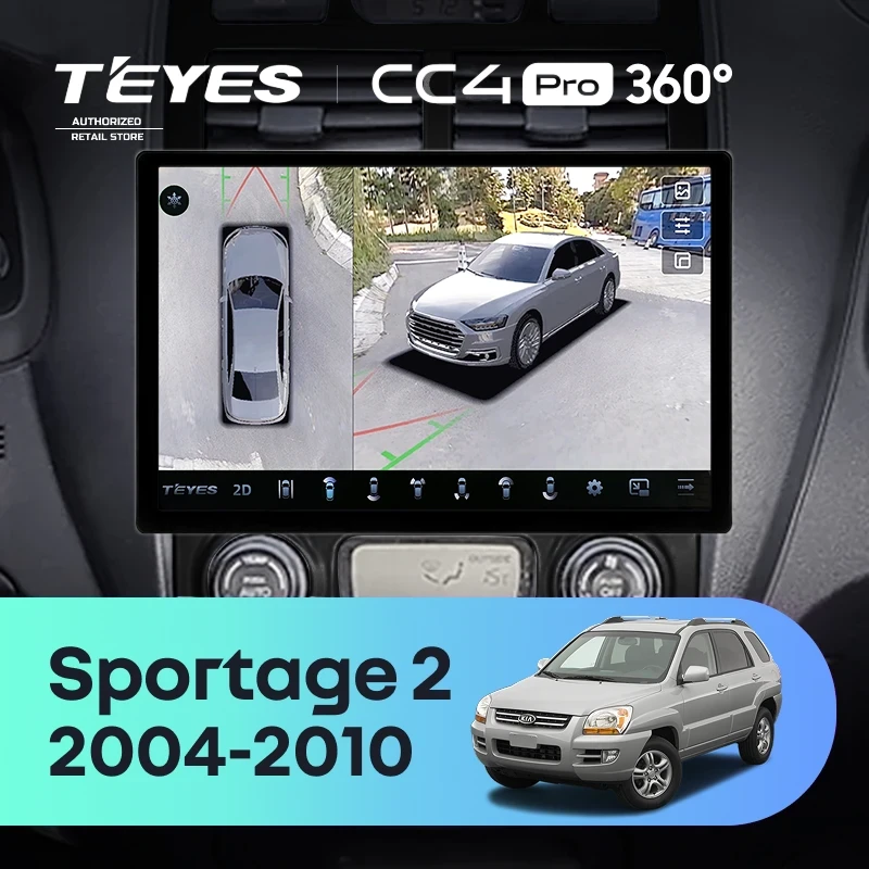 Штатная магнитола Teyes CC4 Pro 360 12/256 Kia Sportage 2 (2004-2010) F2 (13")