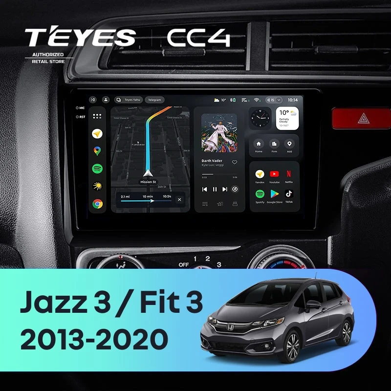 Штатная магнитола Teyes CC4 8/128 Honda Jazz 3 (2015-2020) Тип-A Правый руль