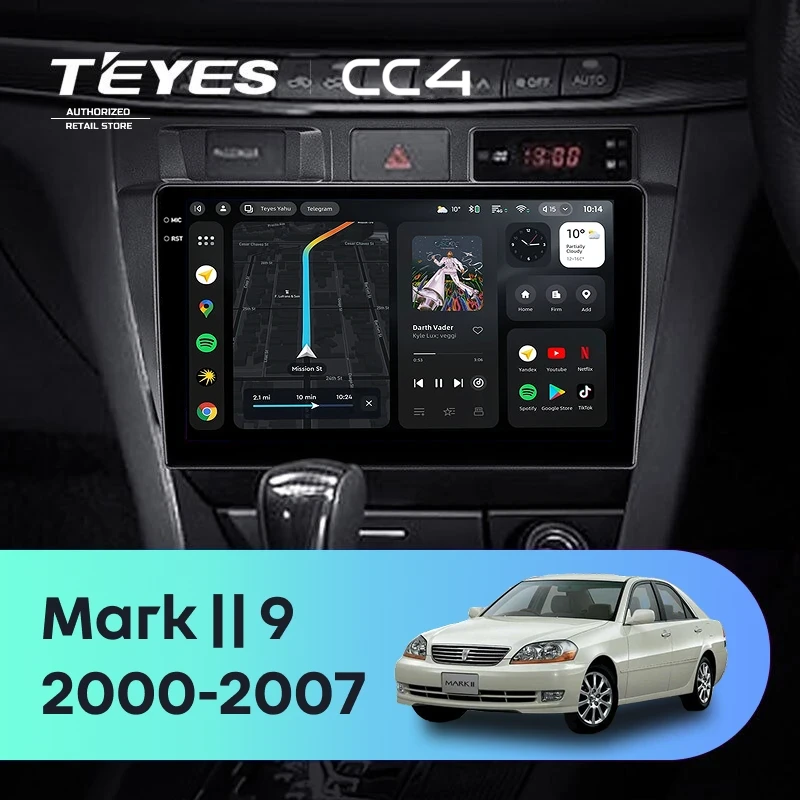 Штатная магнитола Teyes CC4 8/128 Toyota Mark II 9 X100 (2000-2007) F1