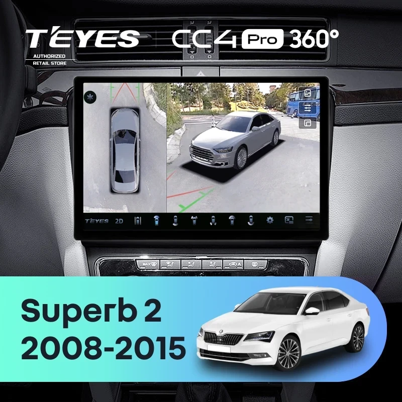 Штатная магнитола Teyes CC4 Pro 360 12/256 Skoda Superb 2 B6 (2008-2015) (11")