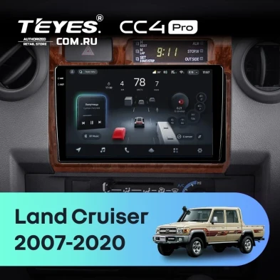 Штатная магнитола Teyes CC4 Pro 8/128 Toyota Land Cruiser 70 Series LC 79 (2007-2020) (Дерево)