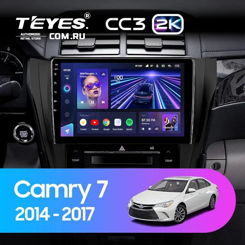Штатная магнитола Teyes CC3 2K 6/128 Toyota Camry 7 XV 50 55 (2014-2017) (черная) F2