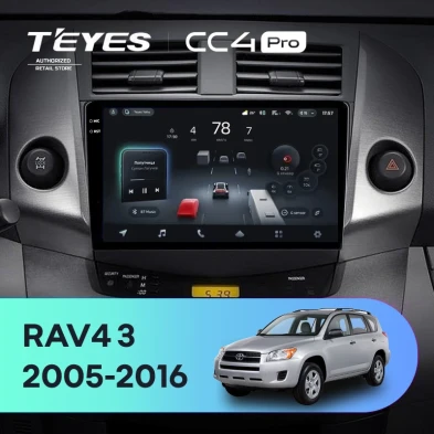 Штатная магнитола Teyes CC4 Pro 12/256 Toyota RAV4 3 XA30 (2005-2016) F1 9"