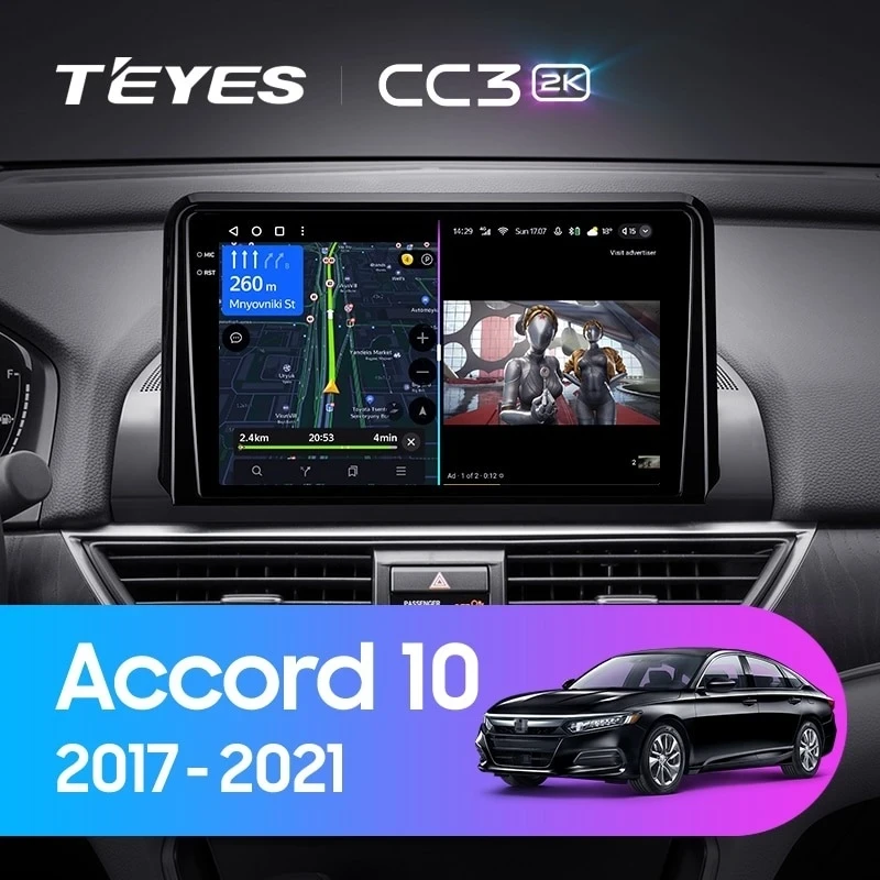Штатная магнитола Teyes CC3 2K 6/128 Honda Accord 10 CV (2017-2021) Тип-A