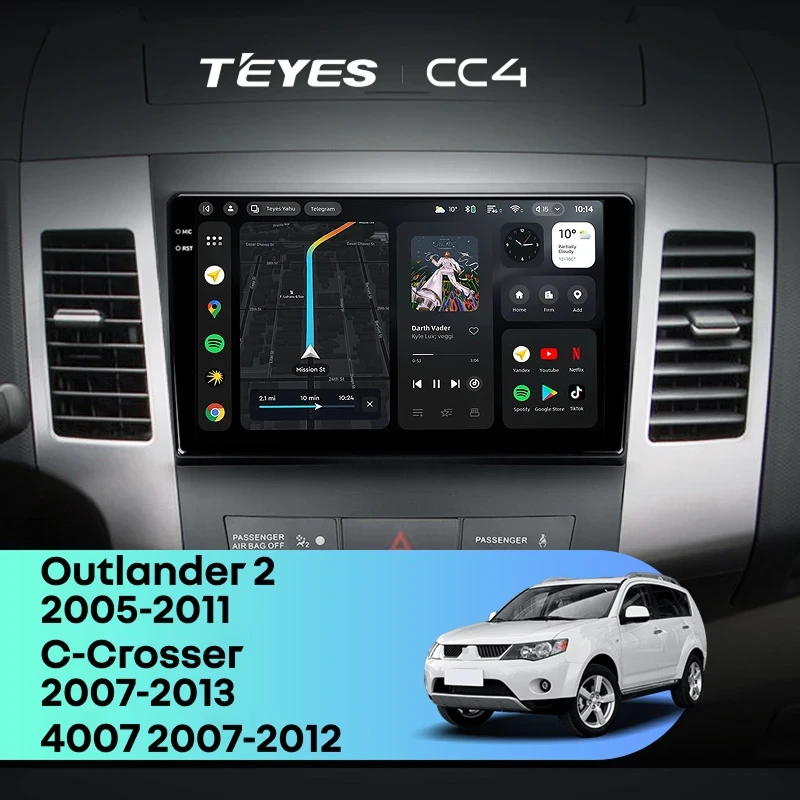 Штатная магнитола Teyes CC4 6/64 Peugeot 4007 (2007-2012) Тип-B