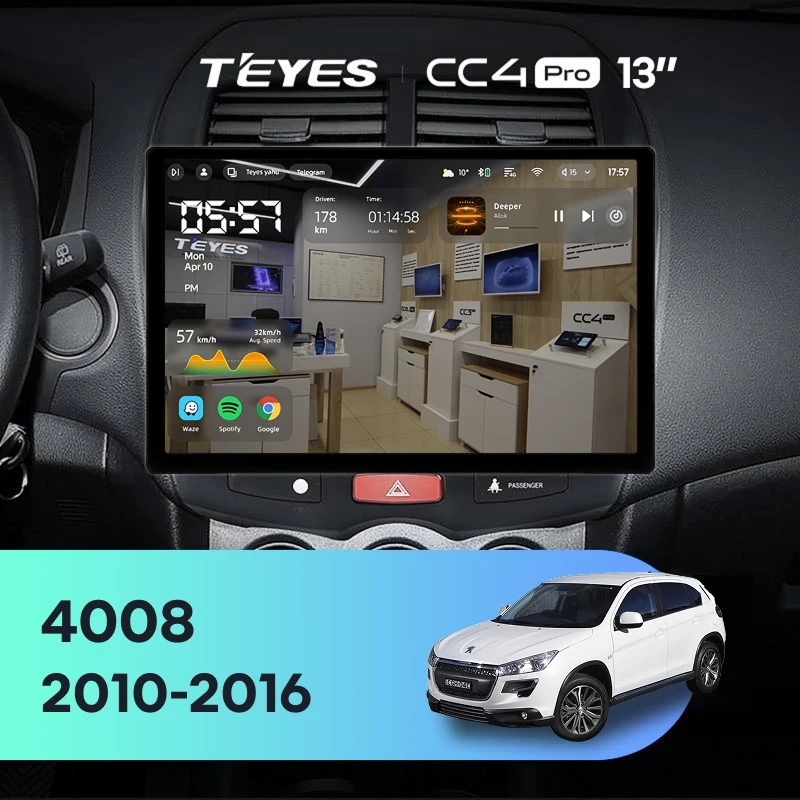 Штатная магнитола Teyes CC4 Pro 8/128 Peugeot 4008 (2010-2016) Тип-A (13")