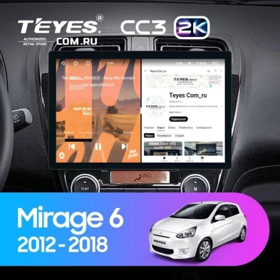 Штатная магнитола Teyes CC3 2K 6/128 Mitsubishi Mirage 6 (2012-2018) (11")