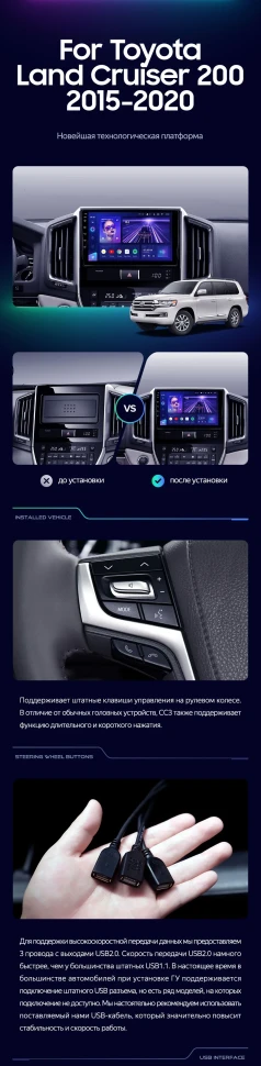 Штатная магнитола Teyes CC3 2K 360 6/128 Toyota Land Cruiser 200 (2015-2021)