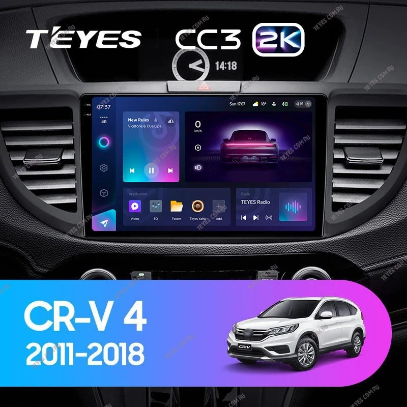 Штатная магнитола Teyes CC3 2K 360 6/128 Honda CR-V 4 RM RE (2011-2018) 9" Тип-A