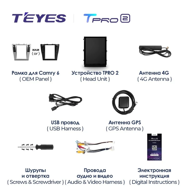 Штатная магнитола Tesla style Teyes TPRO 2 4/64 Toyota Camry 6 XV 40 (2006-2011) F2