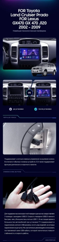 Штатная магнитола Teyes CC3 2K 360 6/128 Toyota Land Cruiser Prado J120 (2002-2009) F1 Тип-B