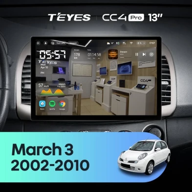Штатная магнитола Teyes CC4 Pro 12/256 Nissan March 3 K12 (2002-2010) (13")