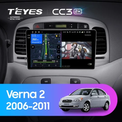 Штатная магнитола Teyes CC3 2K 6/128 Hyundai Verna 2 (2006-2011)