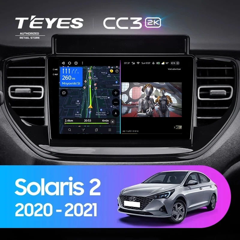 Штатная магнитола Teyes CC3 2K 4/64 Hyundai Solaris 2 (2020-2021)