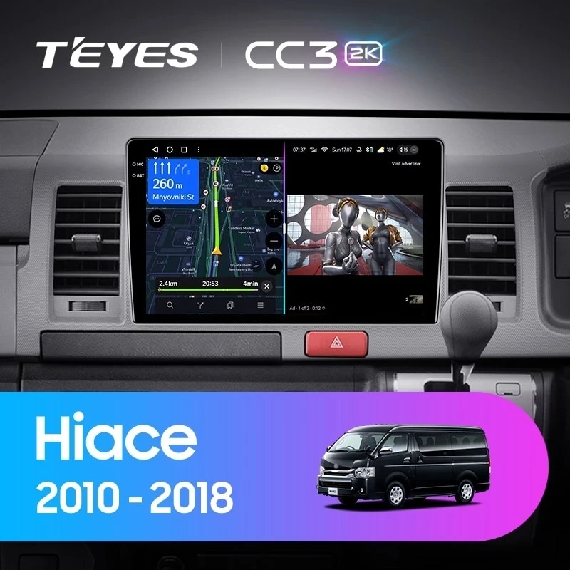 Штатная магнитола Teyes CC3 2K 4/64 Toyota Hiace H200 (2010-2018) Правый руль