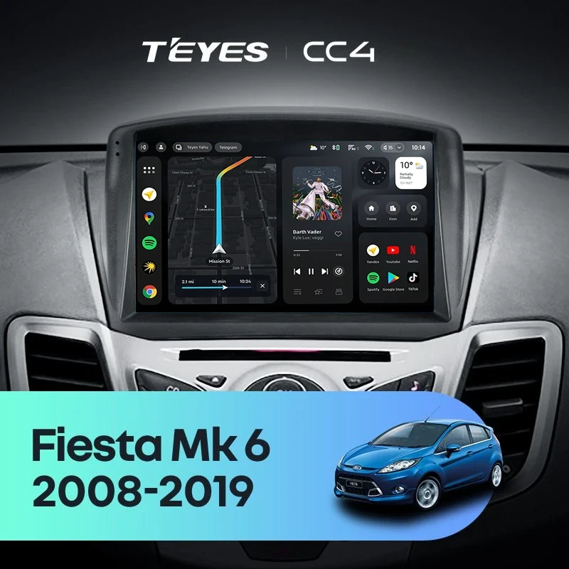 Штатная магнитола Teyes CC4 8/128 Ford Fiesta Mk 6 (2008-2019) F2 Тип-B
