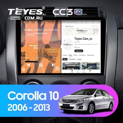 Штатная магнитола Teyes CC3 2K 4/32 Toyota Corolla 10 E140 E150 (2006-2013) Тип-A (13")