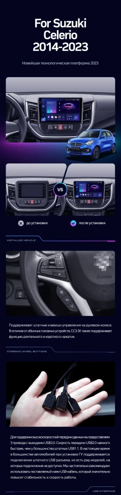 Штатная магнитола Teyes CC3 2K 4/32 Suzuki Celerio (2014-2023)