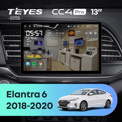 Штатная магнитола Teyes CC4 Pro 8/128 Hyundai Elantra 6 (2018-2020) Тип-B (13")