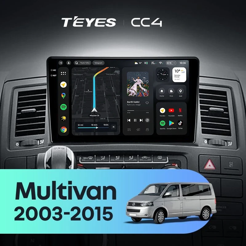 Штатная магнитола Teyes CC4 8/128 Volkswagen Multivan T5 (2003-2015)