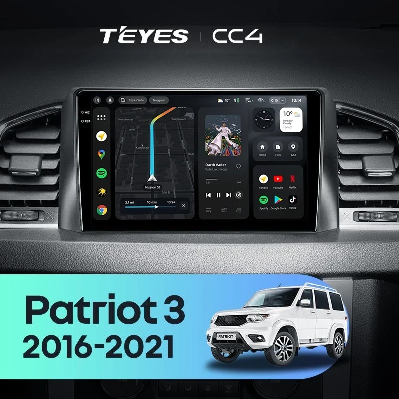 Штатная магнитола Teyes CC4 6/64 UAZ Patriot 3 (2016-2021) F2