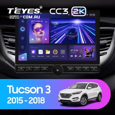 Штатная магнитола Teyes CC3 2K 6/128 Hyundai Tucson 3 (2015-2018) Тип-A (13" с кнопками)