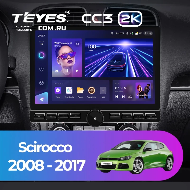 Штатная магнитола Teyes CC3 2K 6/128 Volkswagen Scirocco (2008-2017) (13" с кнопками)