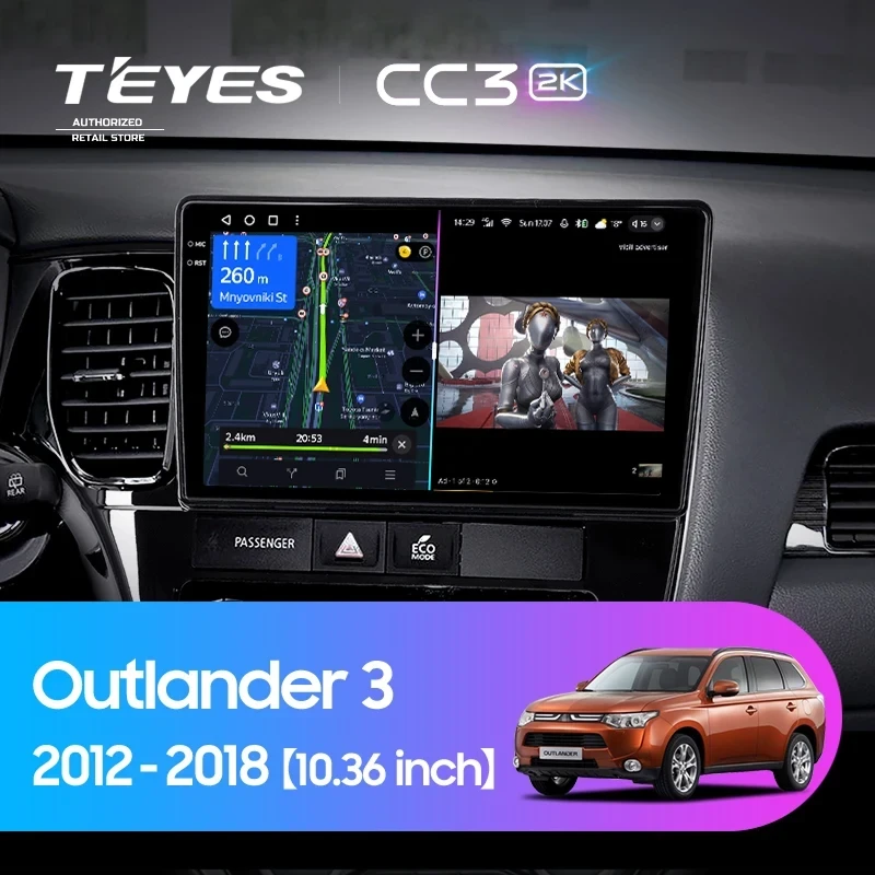 Штатная магнитола Teyes CC3 2K 6/128 Mitsubishi Outlander 3 (2012-2018) Тип-A