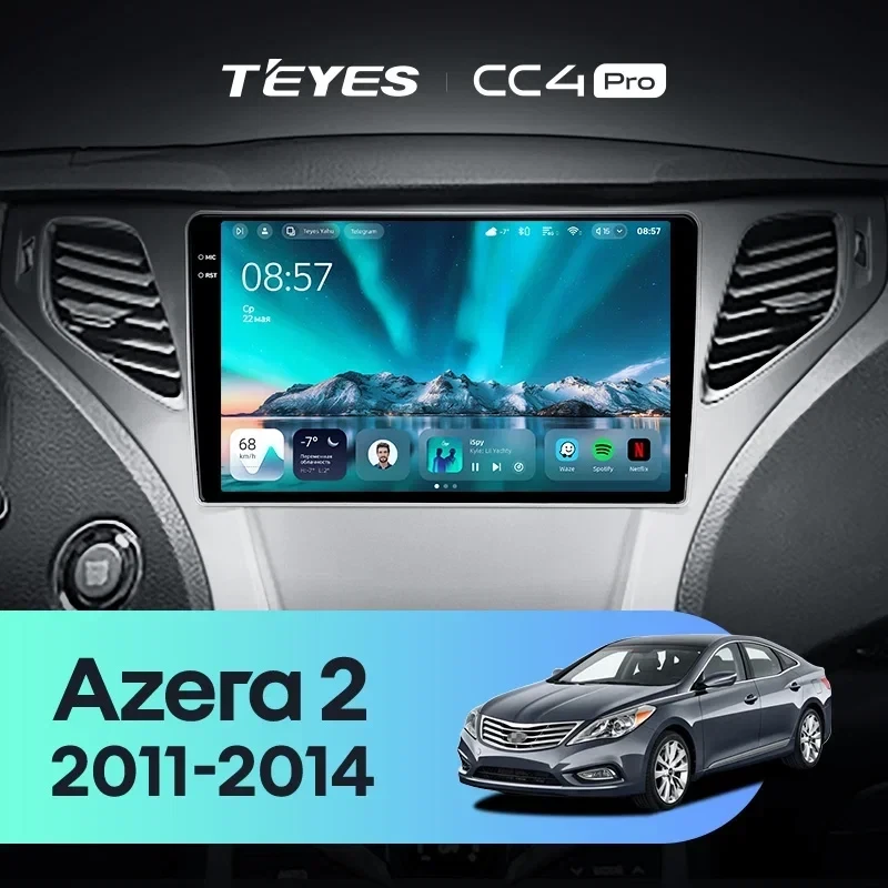 Штатная магнитола Teyes CC4 Pro 8/128 Hyundai Azera 2 (2011-2014) F1