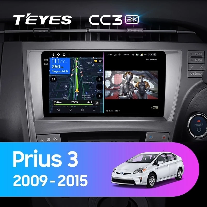 Штатная магнитола Teyes CC3 2K 4/64 Toyota Prius 3 XW30 (2009-2015) F1 Правый руль