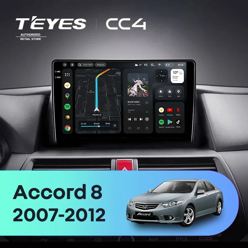 Штатная магнитола Teyes CC4 6/64 Honda Accord 8 (USA) (2007-2012)